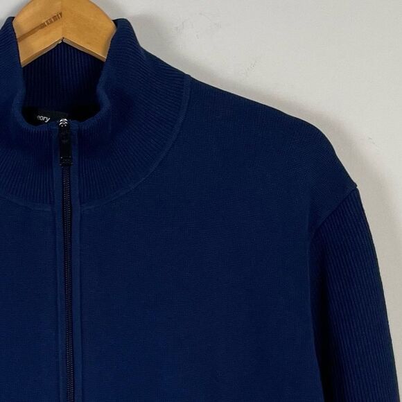Theory Walton Oragnic Cotton Full Zip ribbed Sweater Size XL NEW Navy - Picture 8 of 15